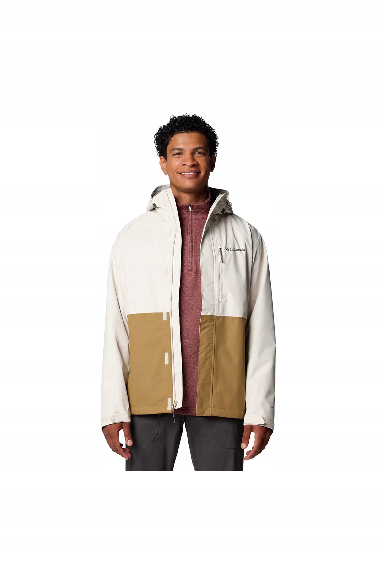 Columbia Lehká Bunda S Kapucí Dvoubarevná Do Pasu M 6FA