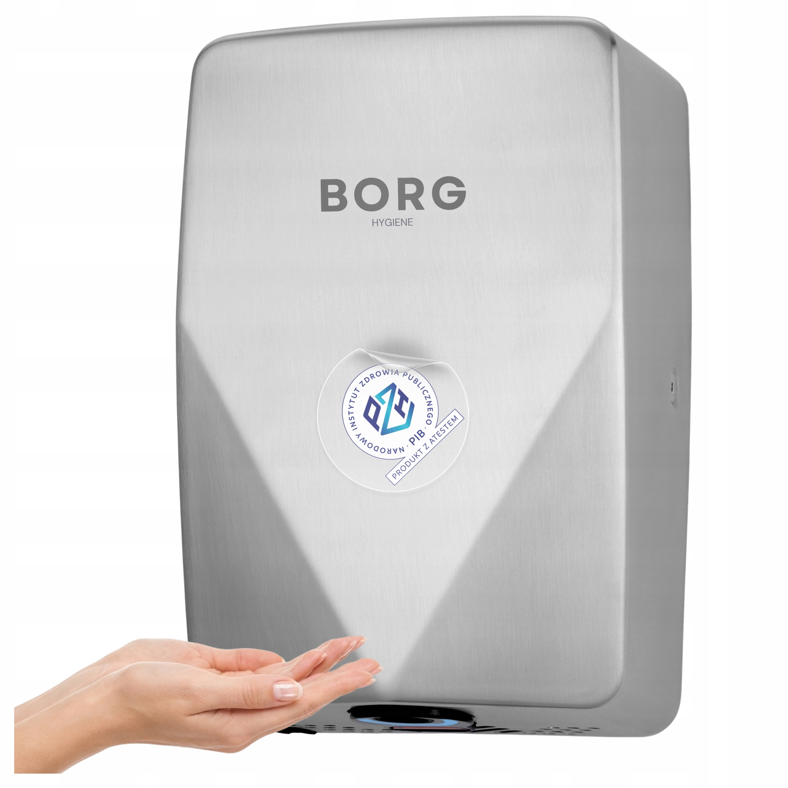 Sušička rúk oceľová vandalová odolná strieborná Borg 700w Sušenie 10s Pzh