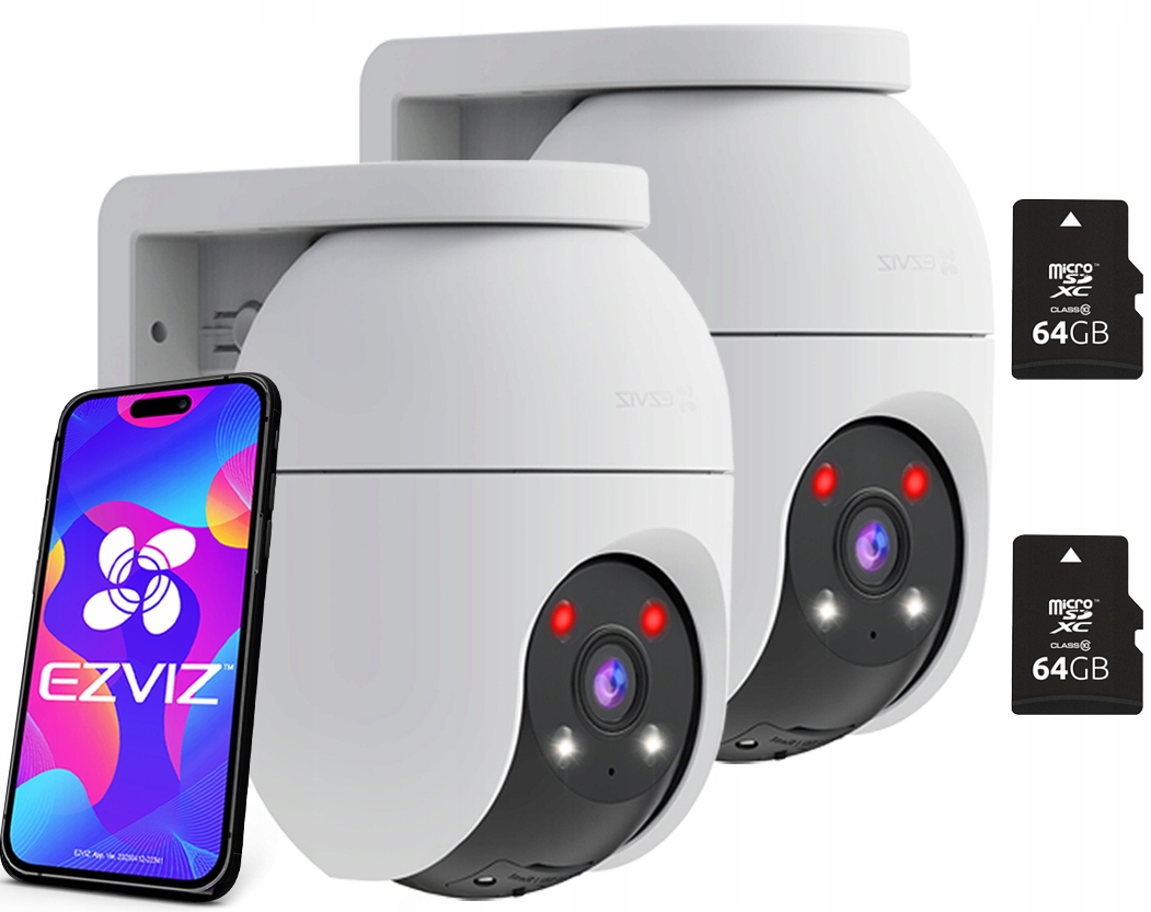 2x otočná WiFi kamera 5Mpx 3K Dual Light Externá CS-C8c karta 64GB