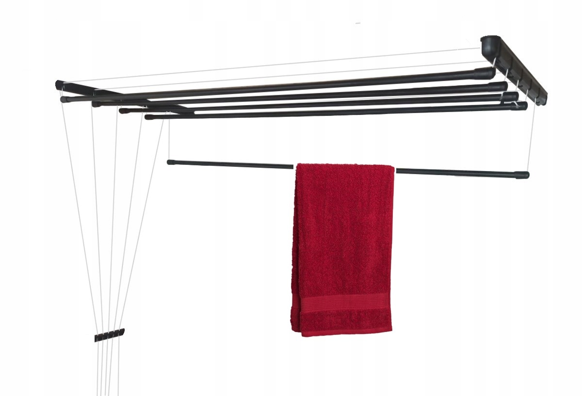 

Suszarka Sufitowa Stalowa Czarna 5 Prętów- 140 cm