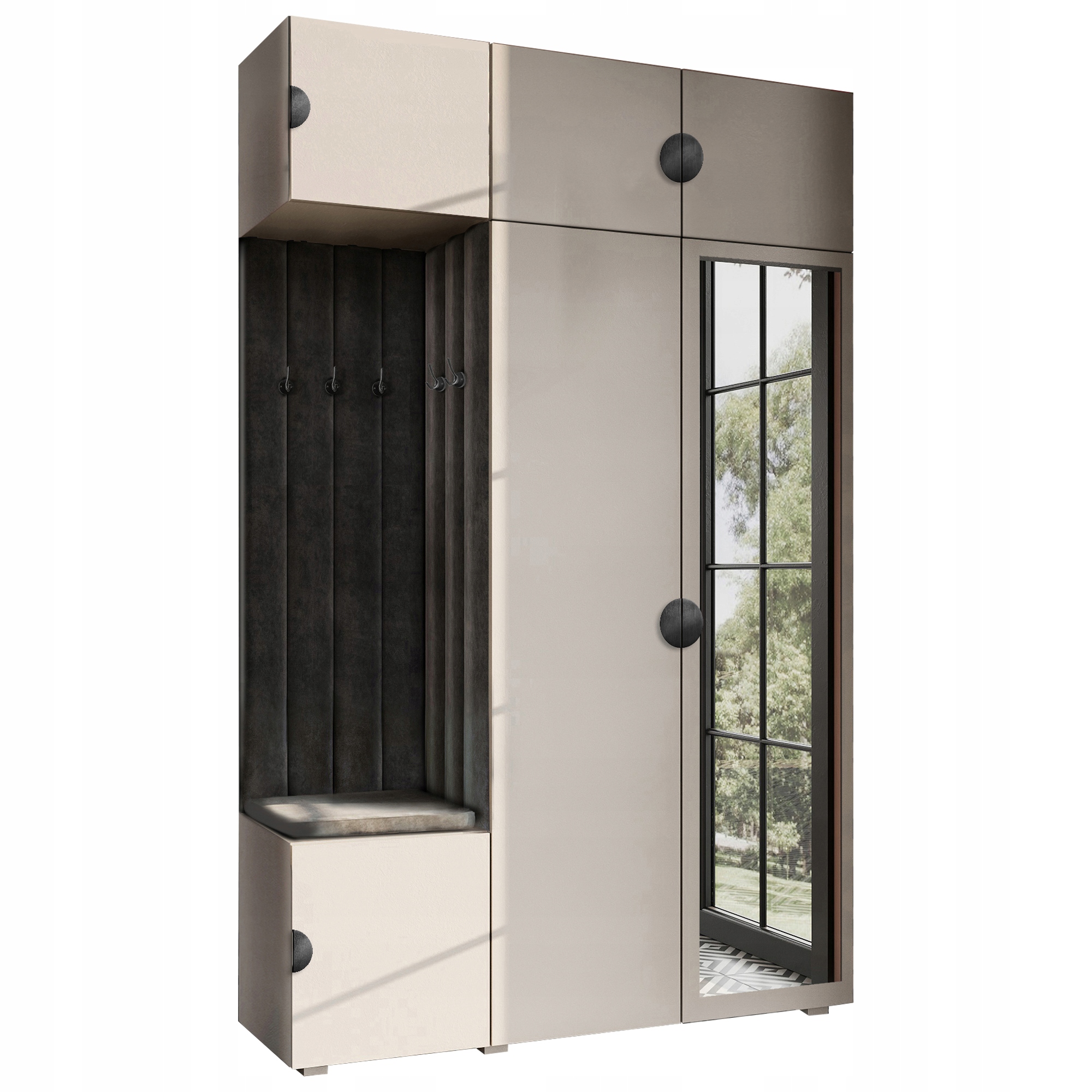 Šatník Do Předsíně Sedák Nadstavka Zrcadlo Kašmír Černý Moon 31