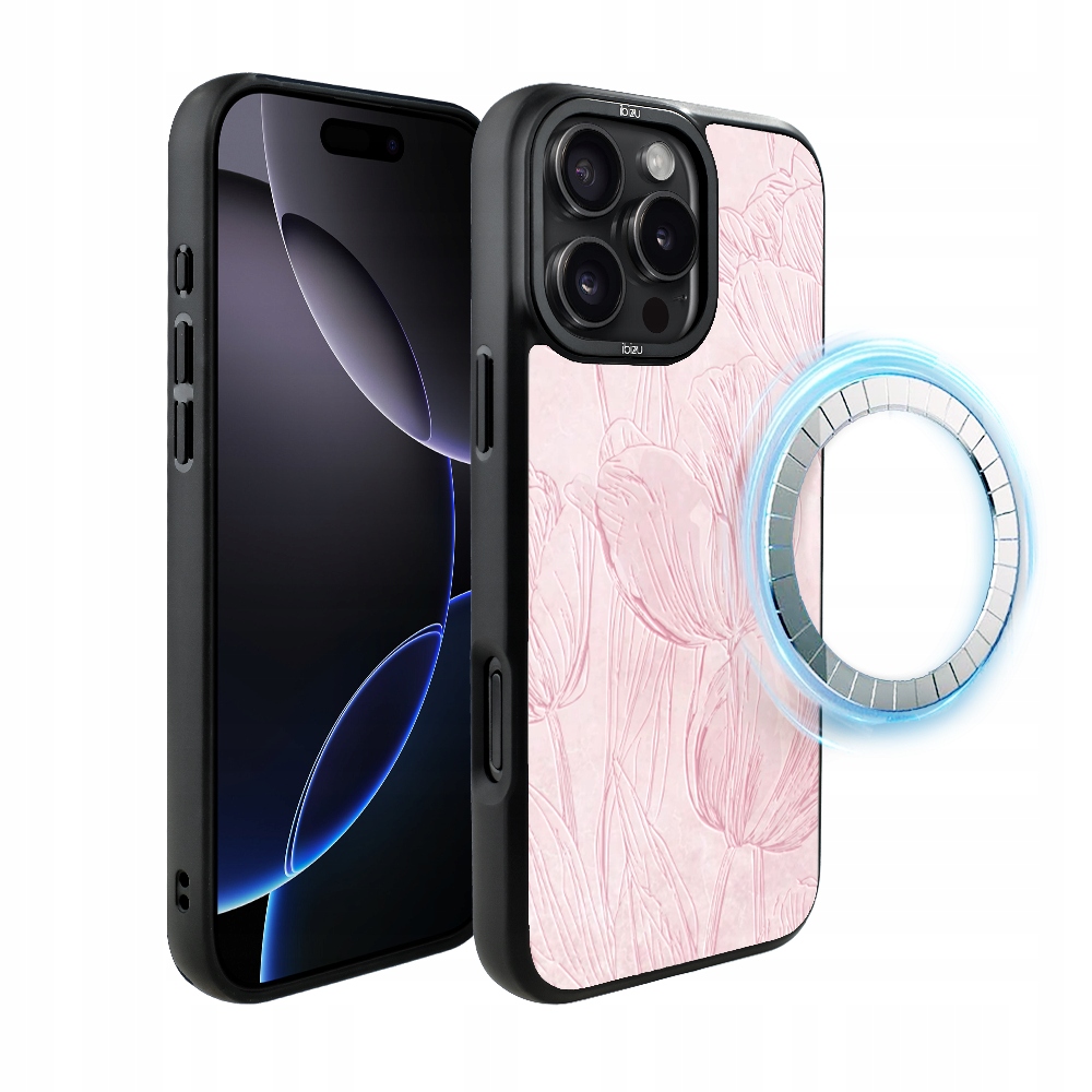 Pouzdro pro iPhone 16 Pro Max Ibizu DropGuard Matt s MagSafe, tulipánová freska