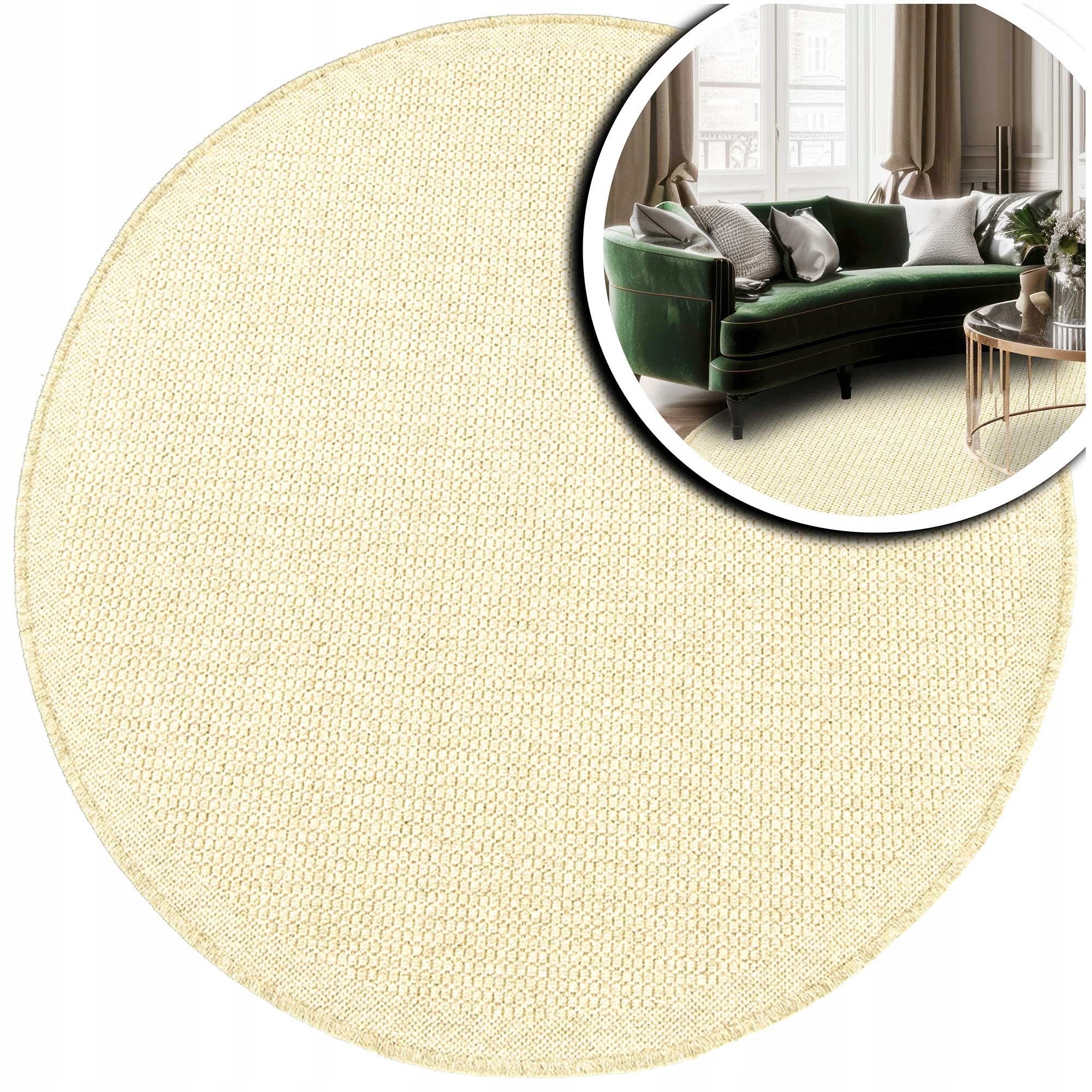 Koberec Kulatý Vlněný Do Obývacího Pokoje Předsíně Z Boho Vlny Přírodní 160x160