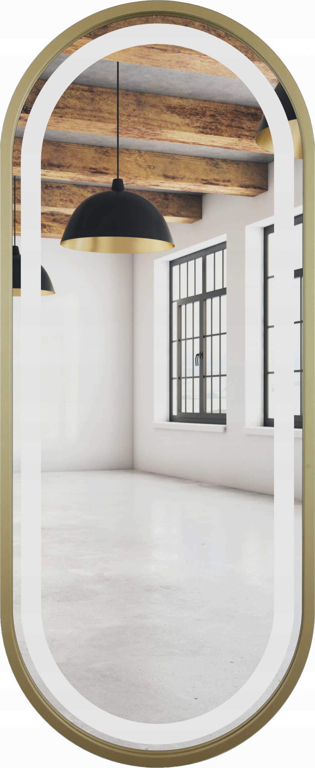 

Lustro Owalne Złote Led 50x115 Piaskowane