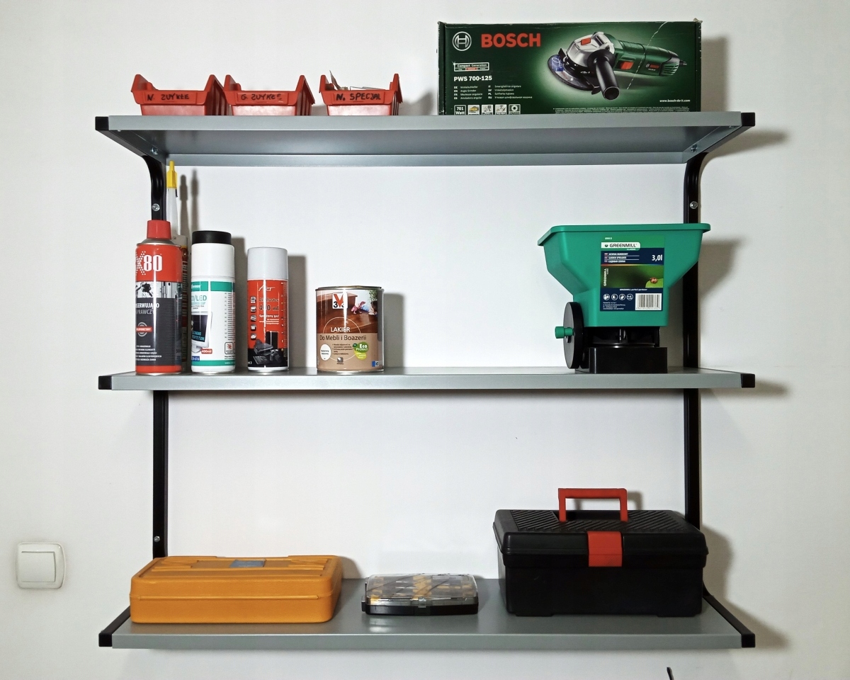 Półka metalowa ścienna długość 95 cm PG3CS potrójna warsztat loft garaż EAN (GTIN) 5901738712447