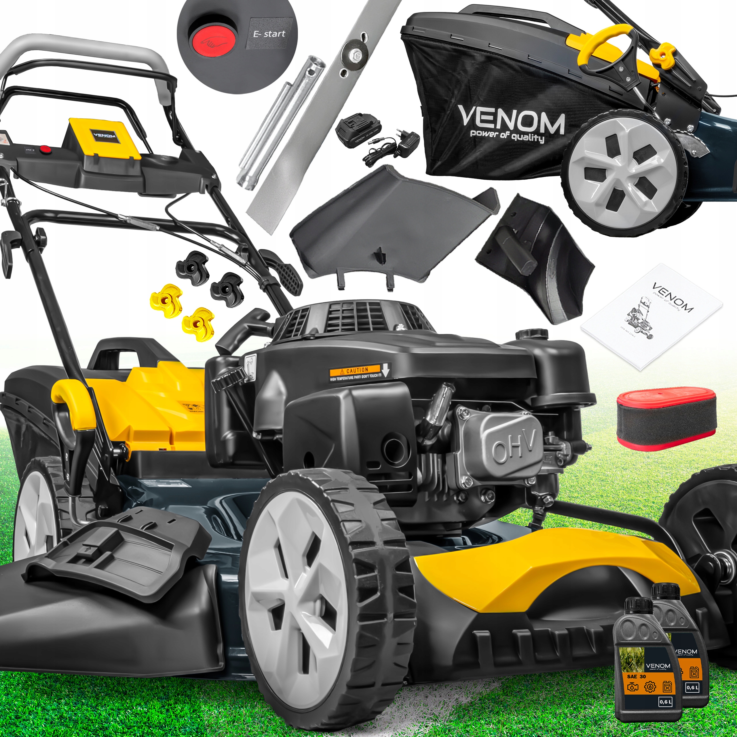 DUŻA KOSIARKA SPALINOWA VENOM EL. START 56CM Z NAPĘDEM MOCNY LONCIN 224cc