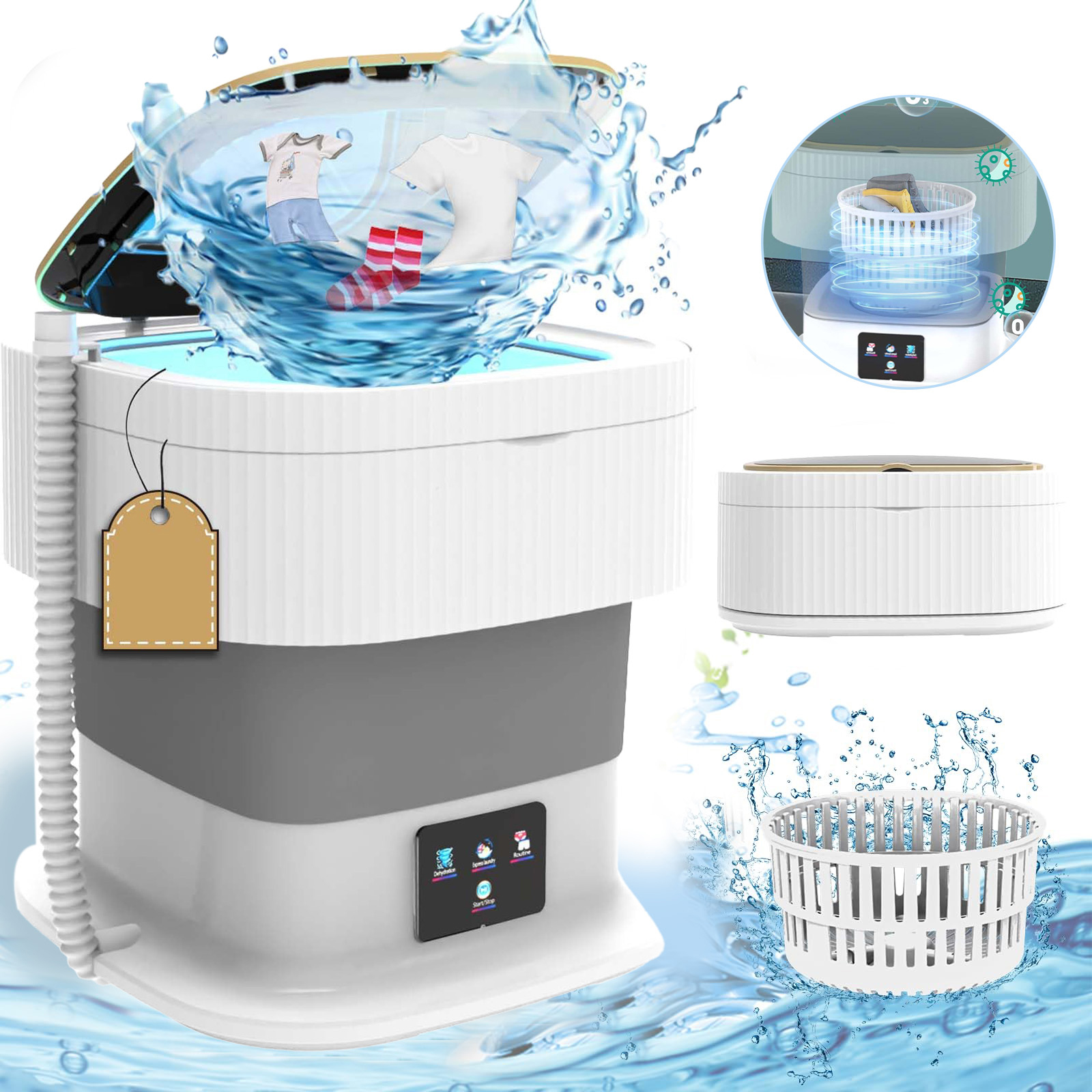Przenośna Mini Pralka 11L Składana Podróżna Automatyczna Turystyczna Pralka