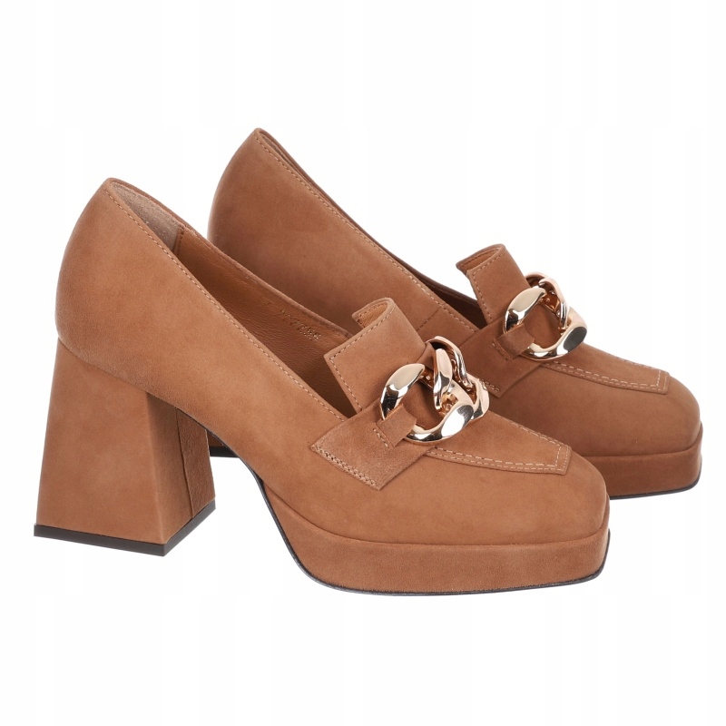 Mokasíny dámské polobotky na podpatku kožené Aspena Esk 2123 722 kůže VEL.37