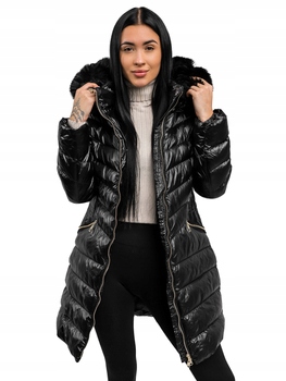 Černá dlouhá dámská prošívaná zimní bunda s kapucí Denley 5M3162A1_M