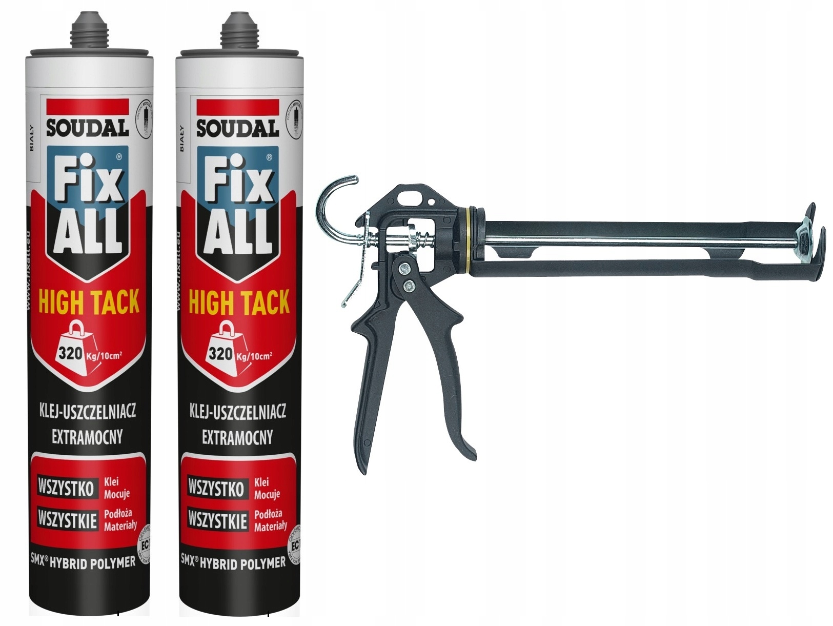 2x Soudal Klej Uszczelniacz Fix All Fixall High Tack Wyciskacz