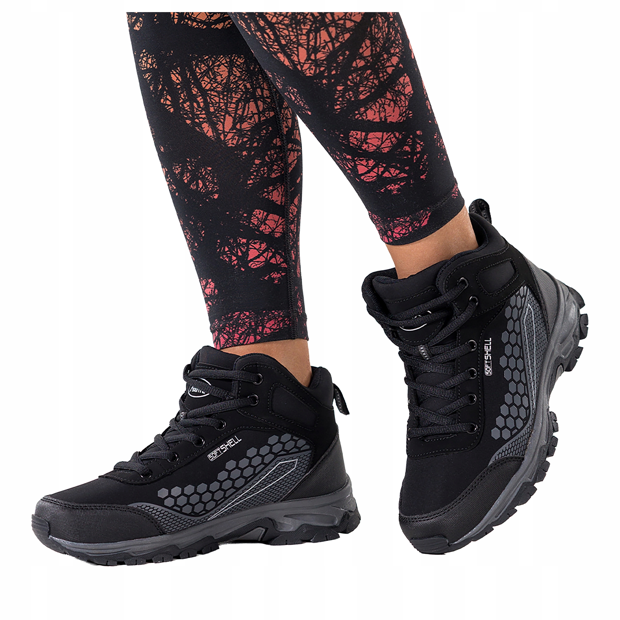 Trekové Boty Černé Dámské Softshell Vysoké Šněrovací Pohodlné vel. 40