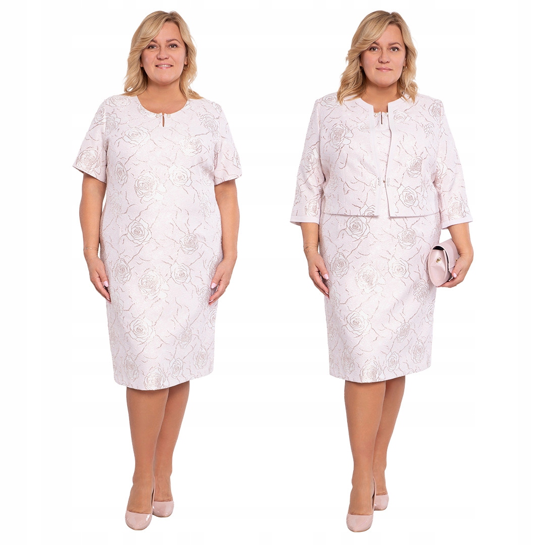 Elegantní perleťově růžový oblek 54