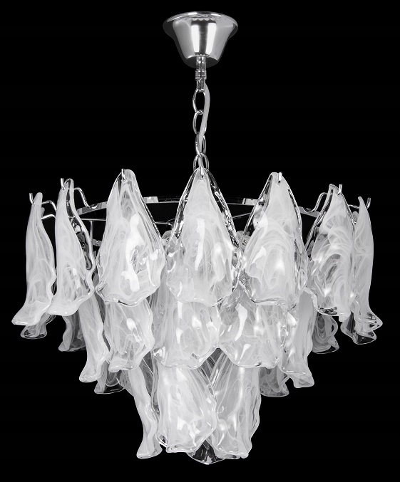 Krásný lustr nad velkou místnost, velké mléčné stínítko E27 40 cm, ozdobný