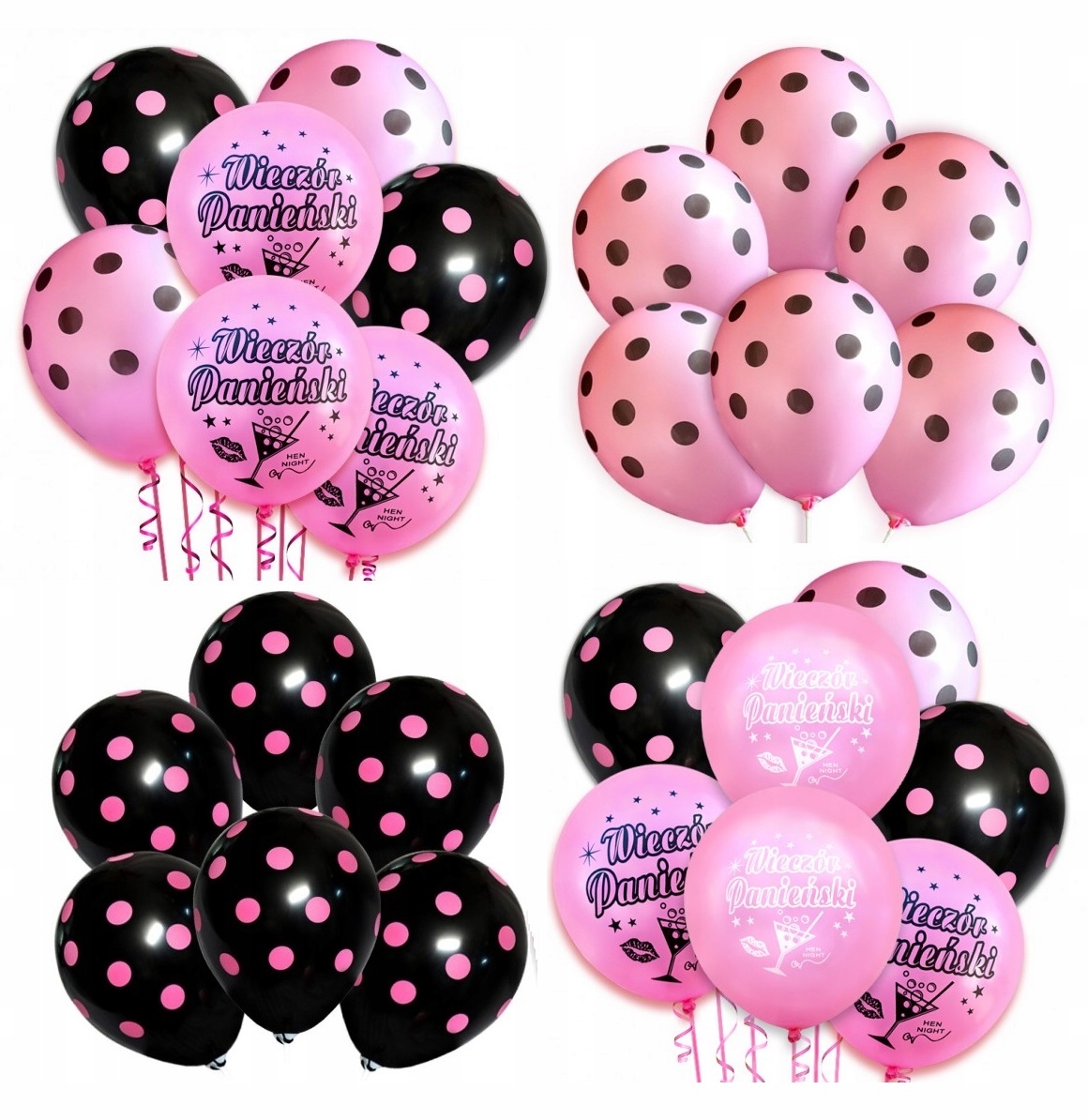

Balony na wieczór panieński różowe czarne Hel x20