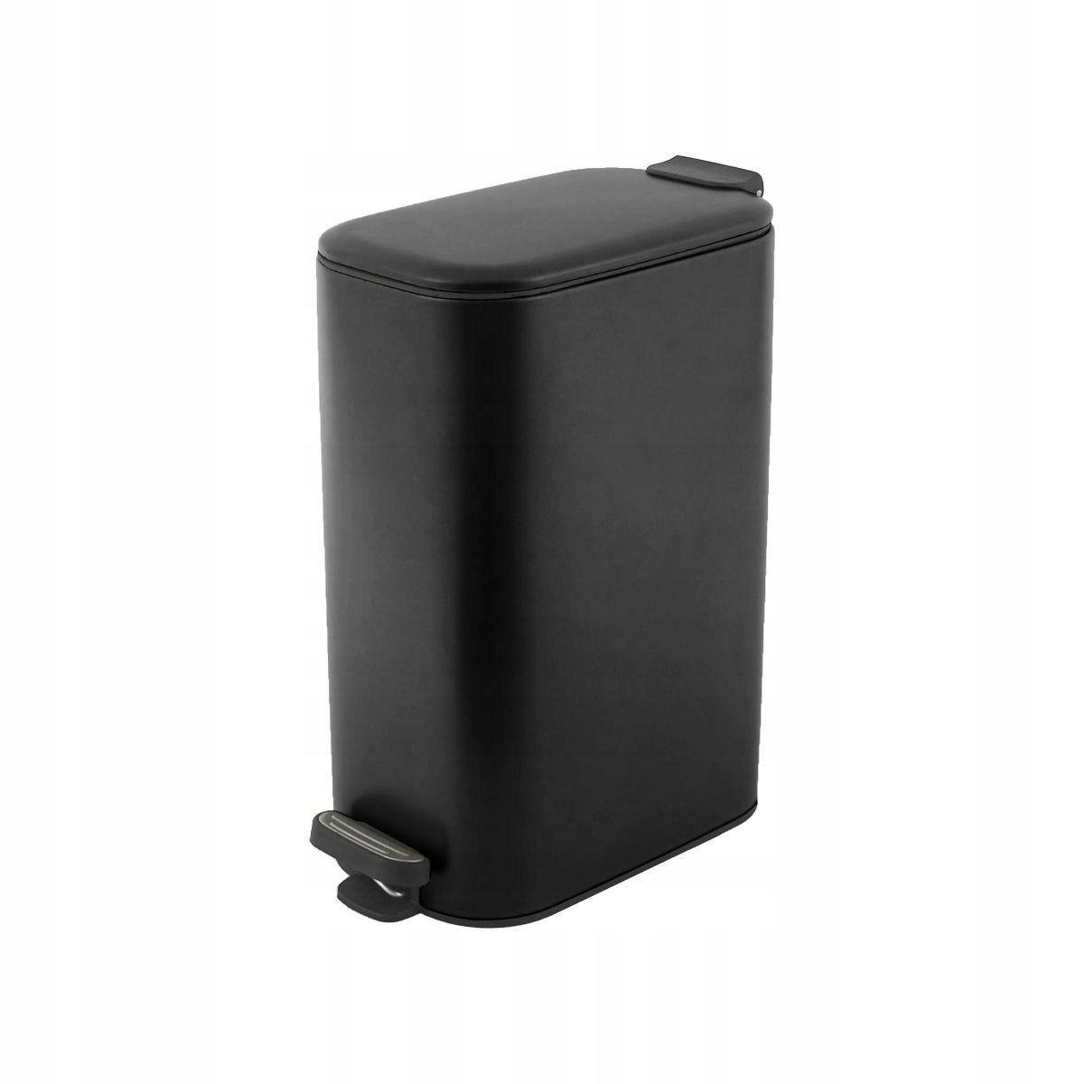 Čierny úzky kôš na kuchynský odpad, jednokomorový, s vekom, 30 l