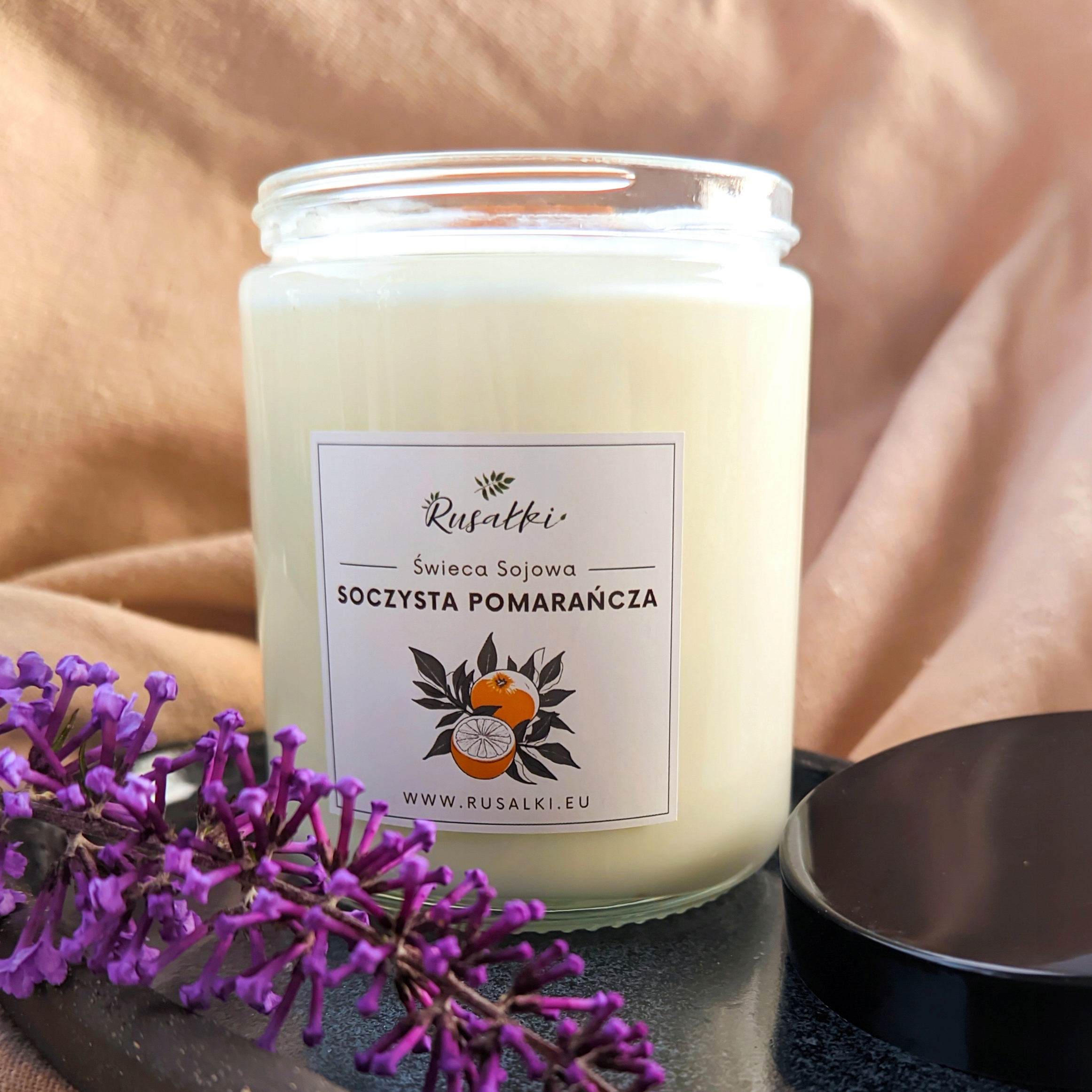 Vonná sójová svíčka šťavnatý pomeranč svíčky do domácnosti na podzim
