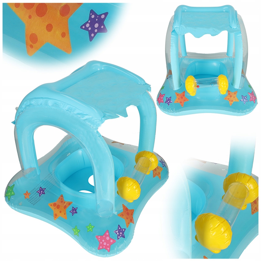 KOŁO DMUCHANE DLA DZIECI MATERAC PONTON Z DASZKIEM DO PŁYWANIA SIEDZISKO