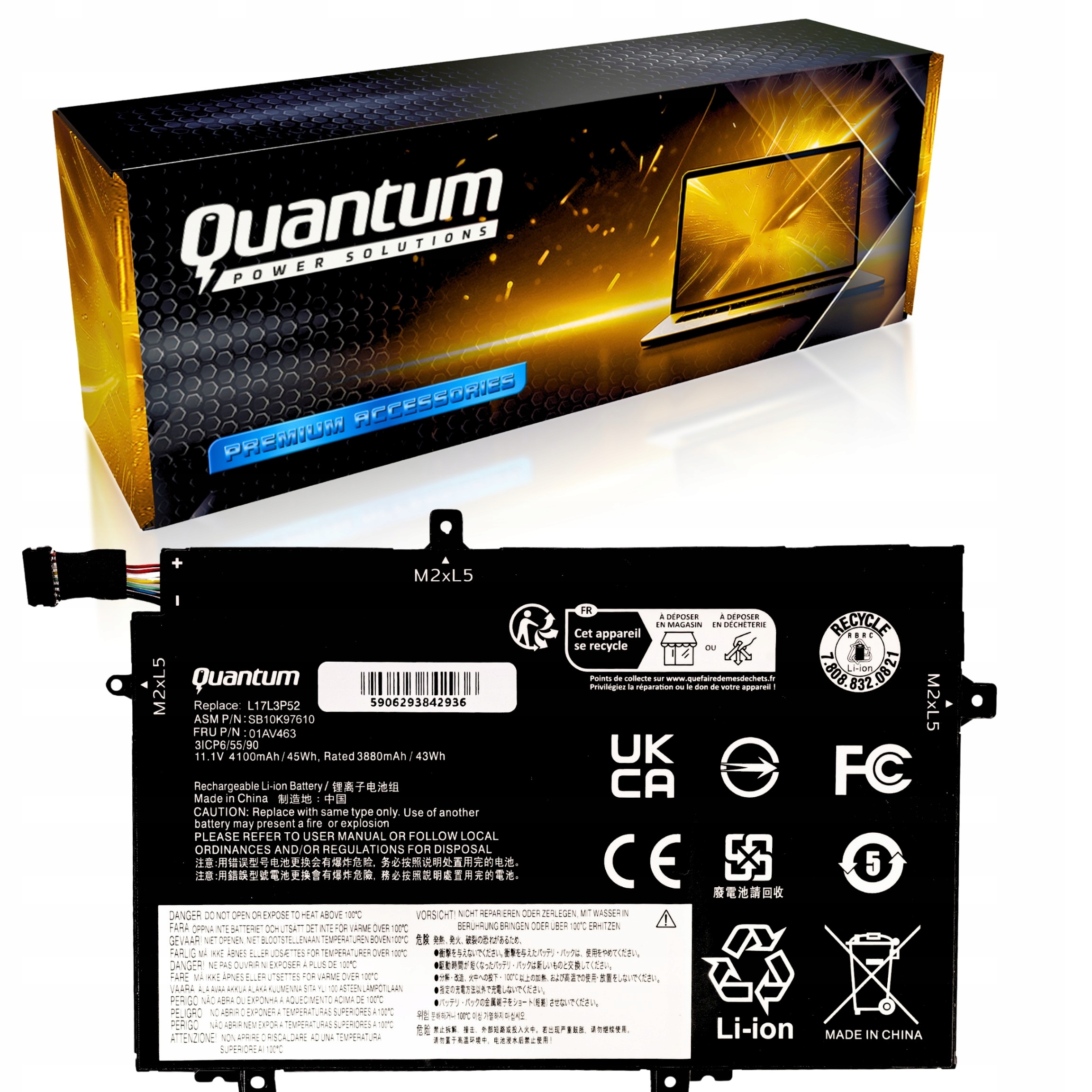 Baterie L17L3P52 L17C3P52 01AV463 pro Lenovo ThinkPad L480 L490 L580 L14 L15