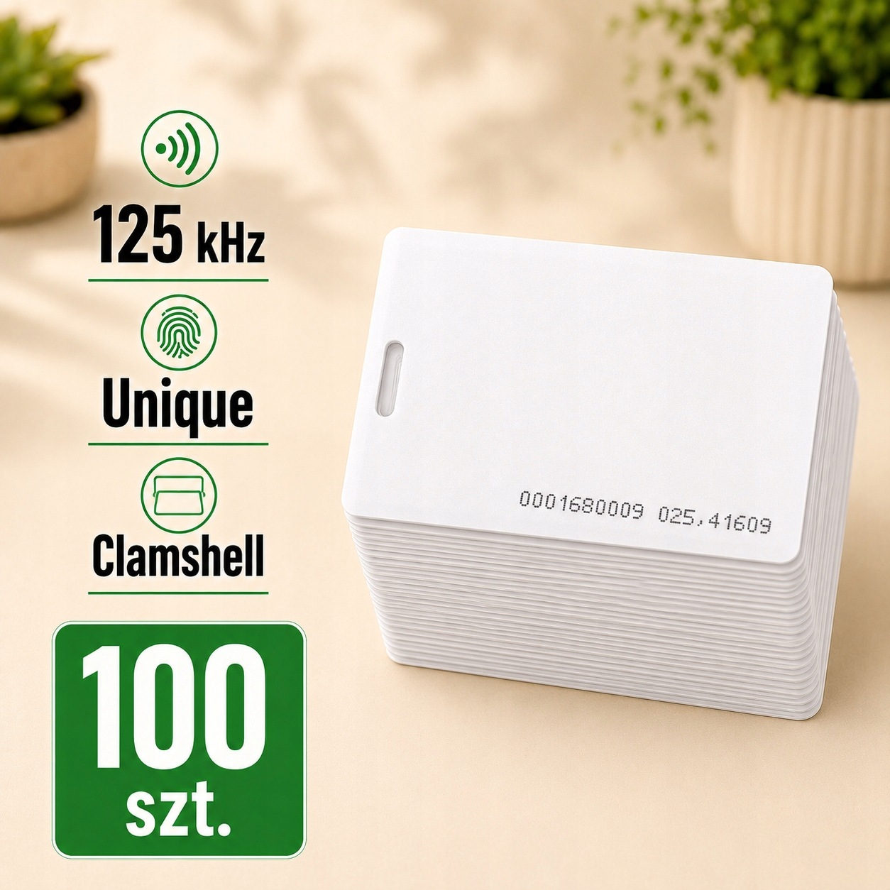 Bezkontaktní karta Clamshell 100 ks Rfid Standard 125kHz Unique EMK2 1,8 mm