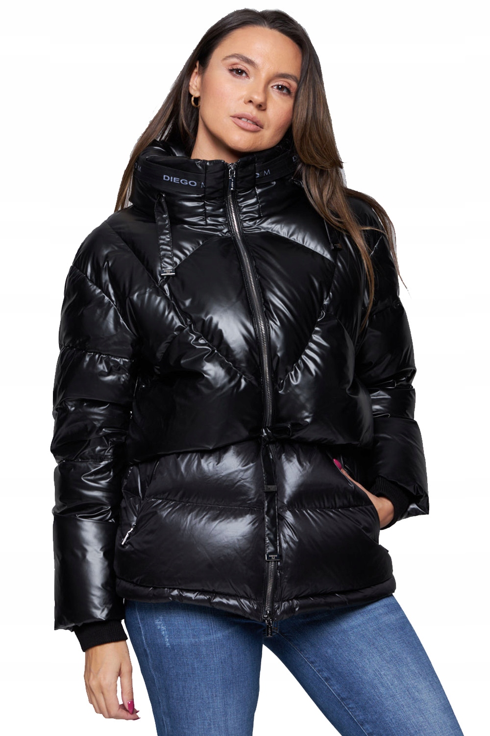 Diego M Černá dámská péřová bunda 40EU 44IT