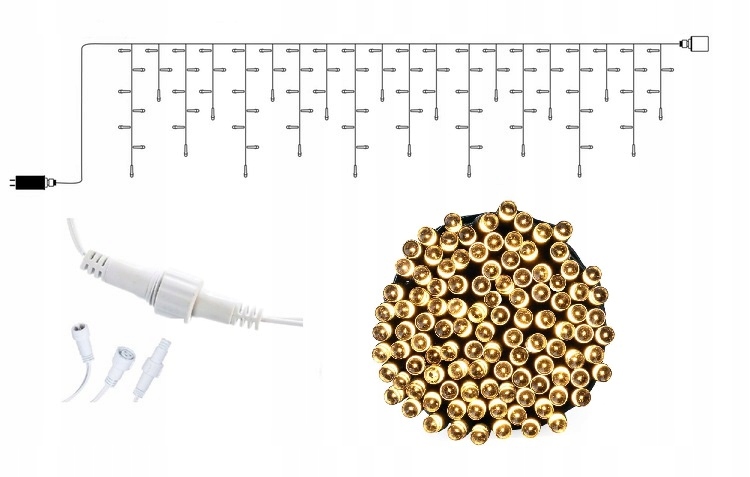

Lampki 500LED 23,5m Kurtyna Sople Programator Pl