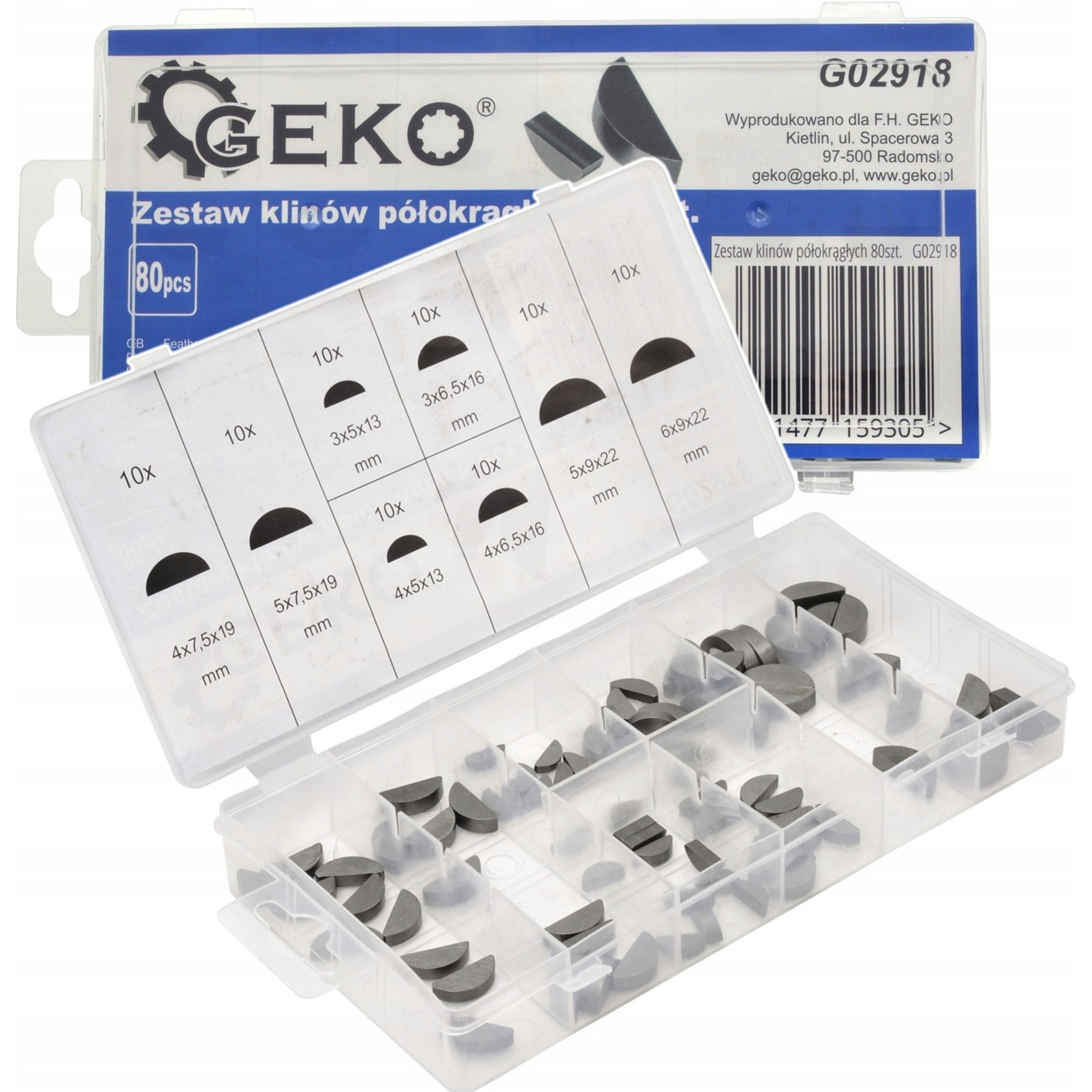 Zestaw klinów półokrągłych 80 szt. Geko G02918