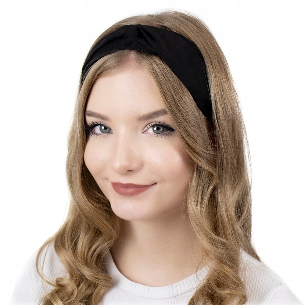 

Opaska Do Włosów czarna Turban na gumce Węzeł