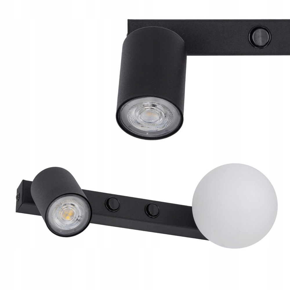 Černá nástěnná lampa s reflektorem a bílým stínítkem, 2 vypínače Tk Lighting