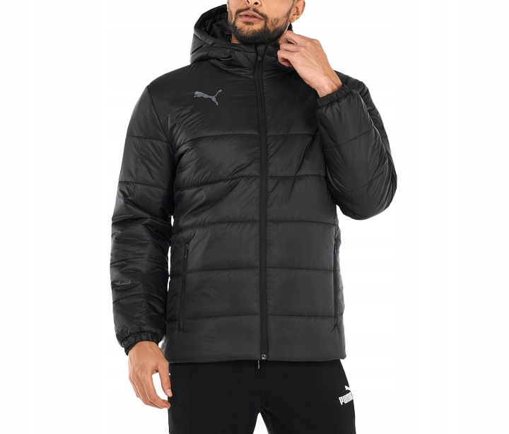 3250 Pánská Přechodová Bunda Puma S Kapucí Péřová Prošívaná Černá S