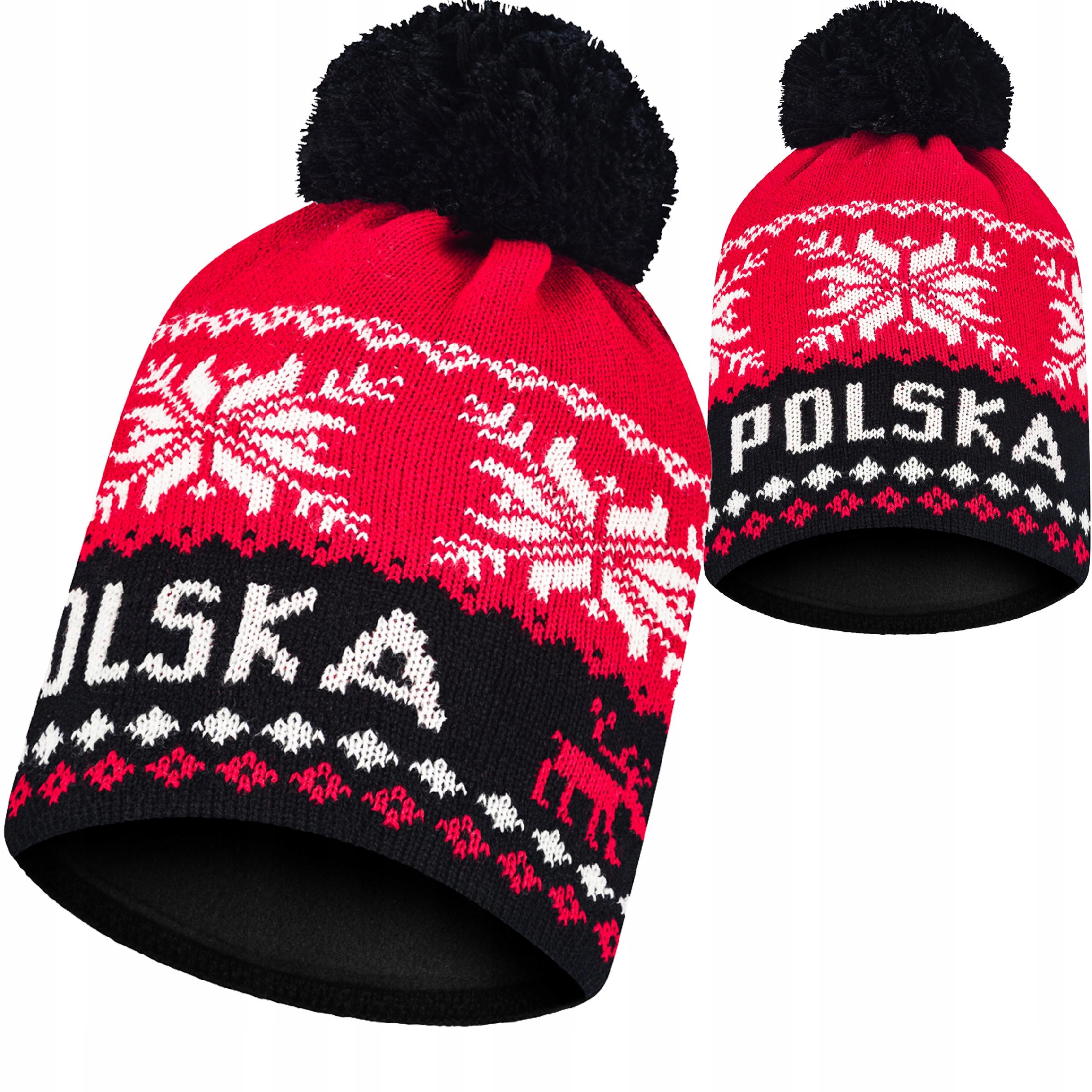 Czapka zimowa z pomponem dla kibica Polska Polski sporty drużynowepolar ter