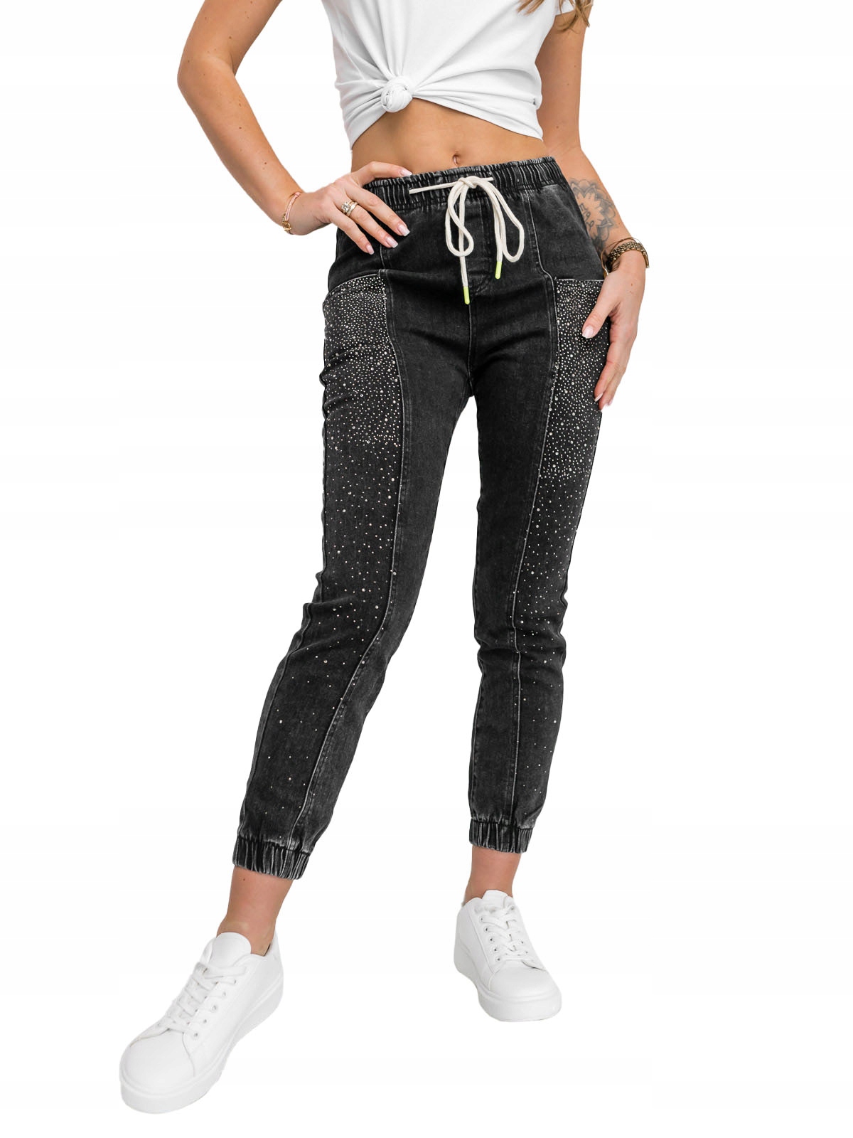 Džínové Kalhoty Mom Fit Černé BF108 Denley_xs