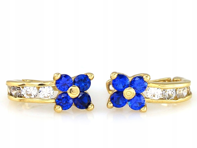 Zlaté náušnice 585 14kt s safírovými zirkony 1.31g pro dívku