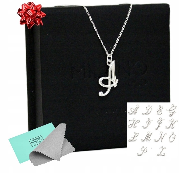 Naszyjnik srebrny damski z literką Do Wyboru łańcuszek 925 50 cm biżuteria