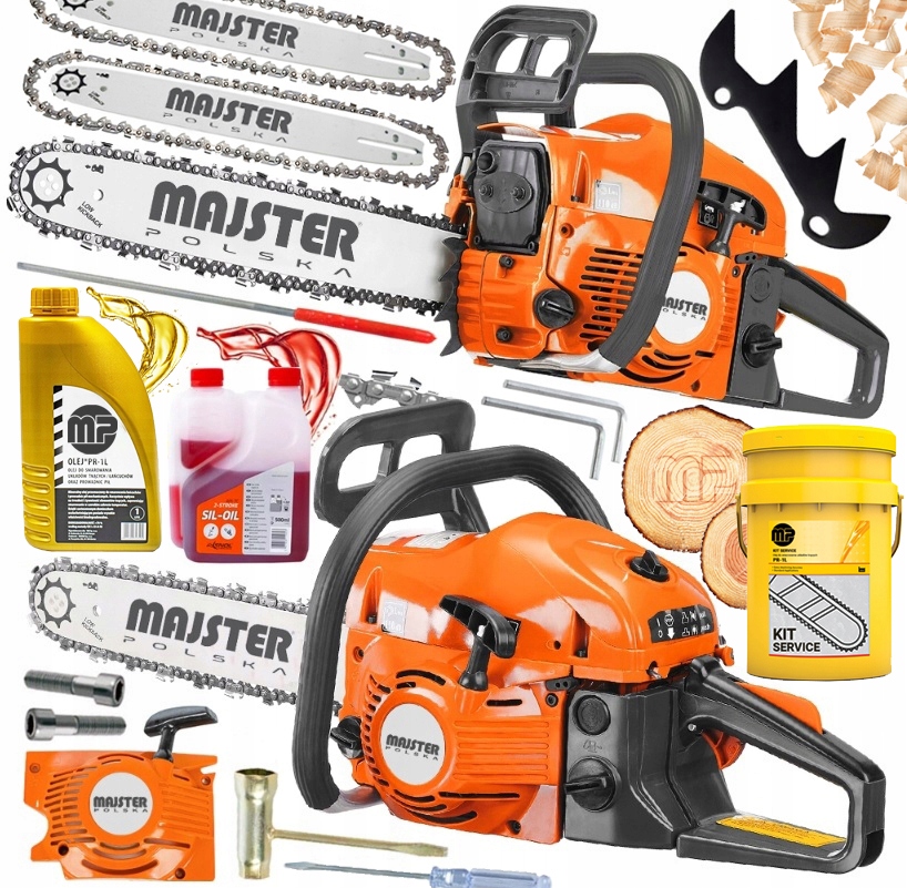 PIŁA SPALINOWA PILARKA ŁAŃCUCHOWA 5,7km 58cm3 2x łańc/prowad/Olej Mocna XXL
