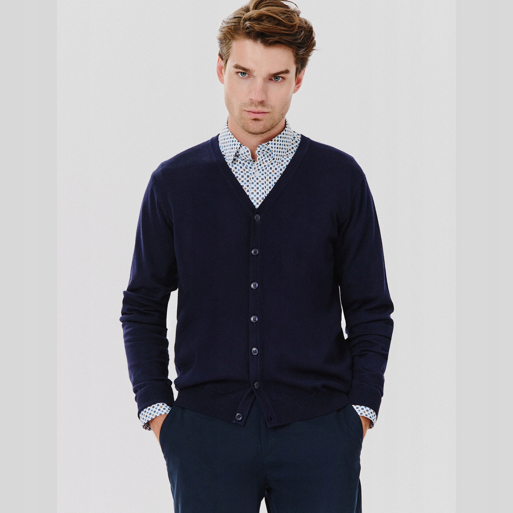 Tmavě modrý pánský kardigan Pako Lorente vel XXL