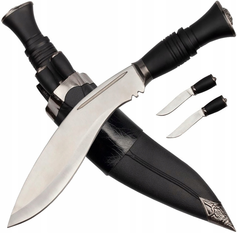 Sada Masivní Mačeta Kukri Nůž Gravírování 2 Nože Elegantní Kabura