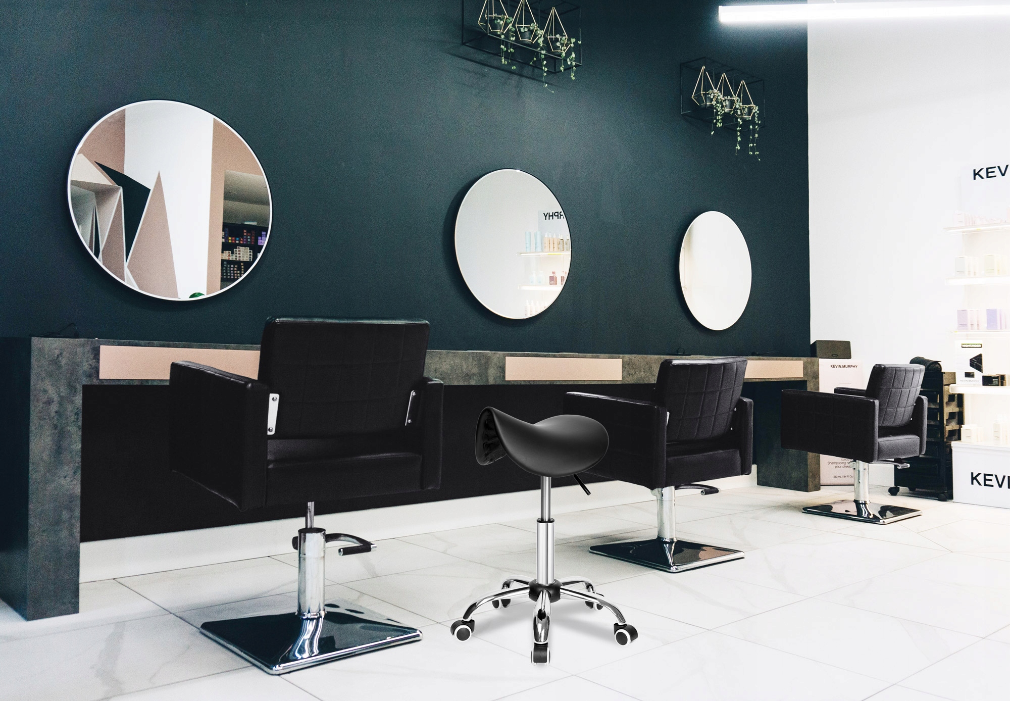 STOŁEK FRYZJERSKI HOKER TABORET KOSMETYCZNY FOTEL Szerokość siedziska 46 cm