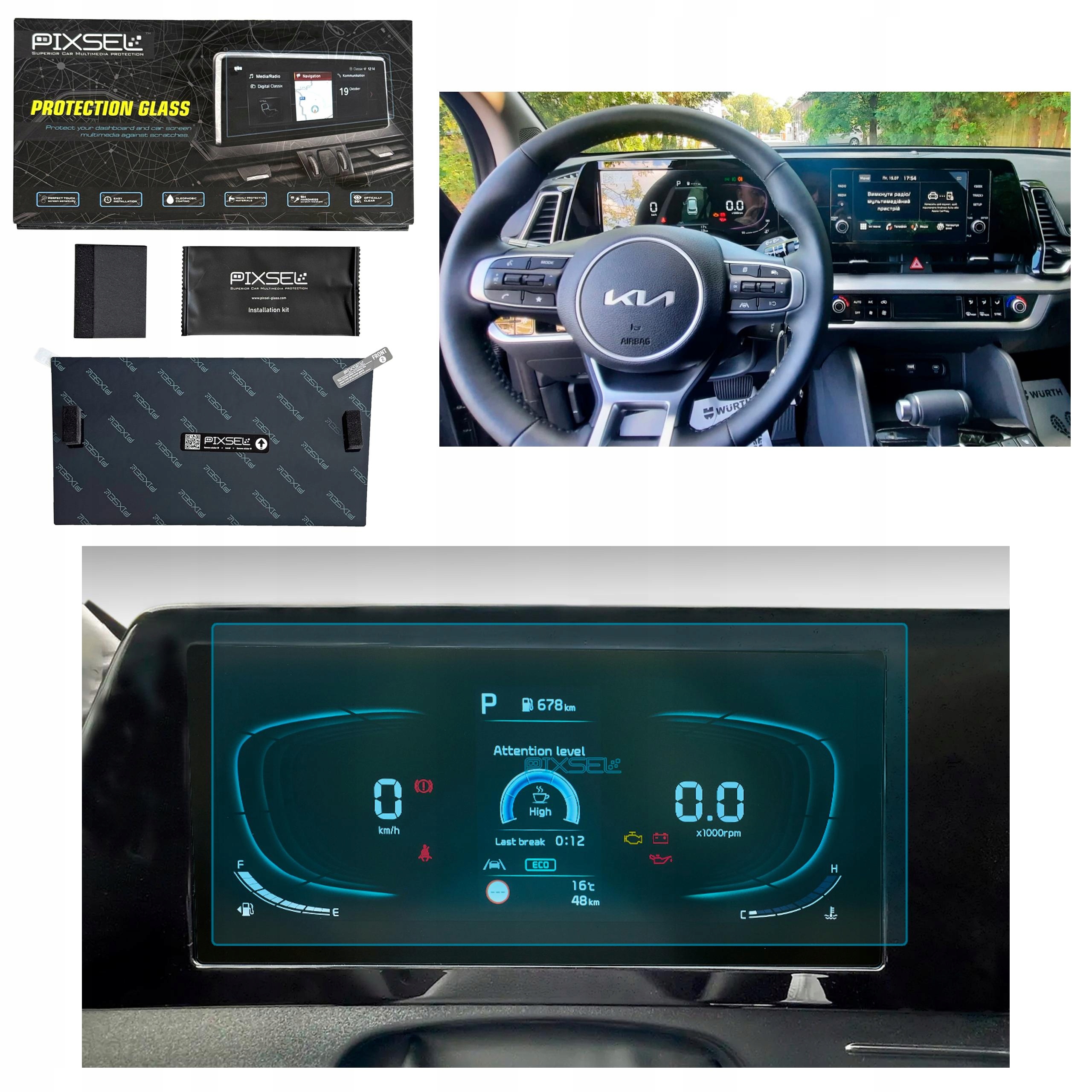 Antyodciskowe Matowe Szkło Ochronne Kia SPORTAGE-12.2“ 2022-2024