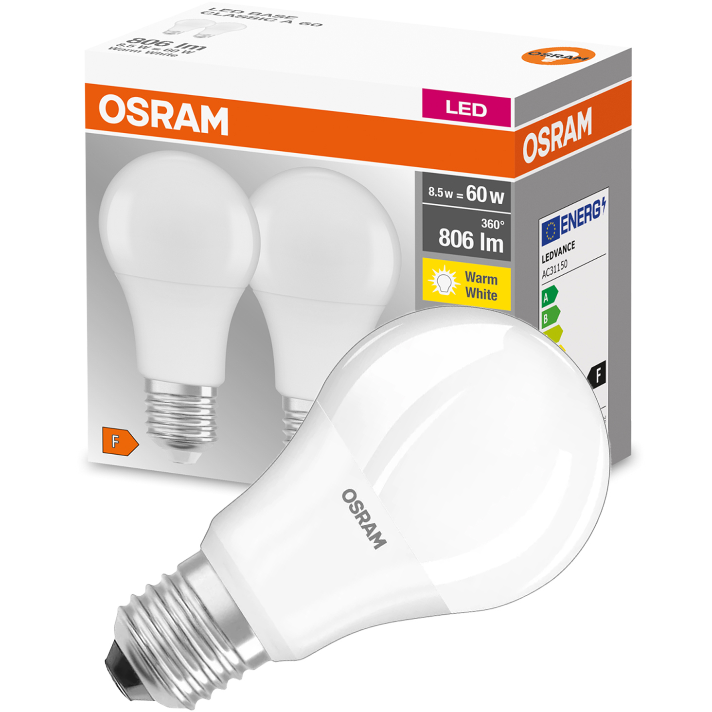 

Żarówka Led E27 8,5W 60W A60 2700K Osram 2PAK