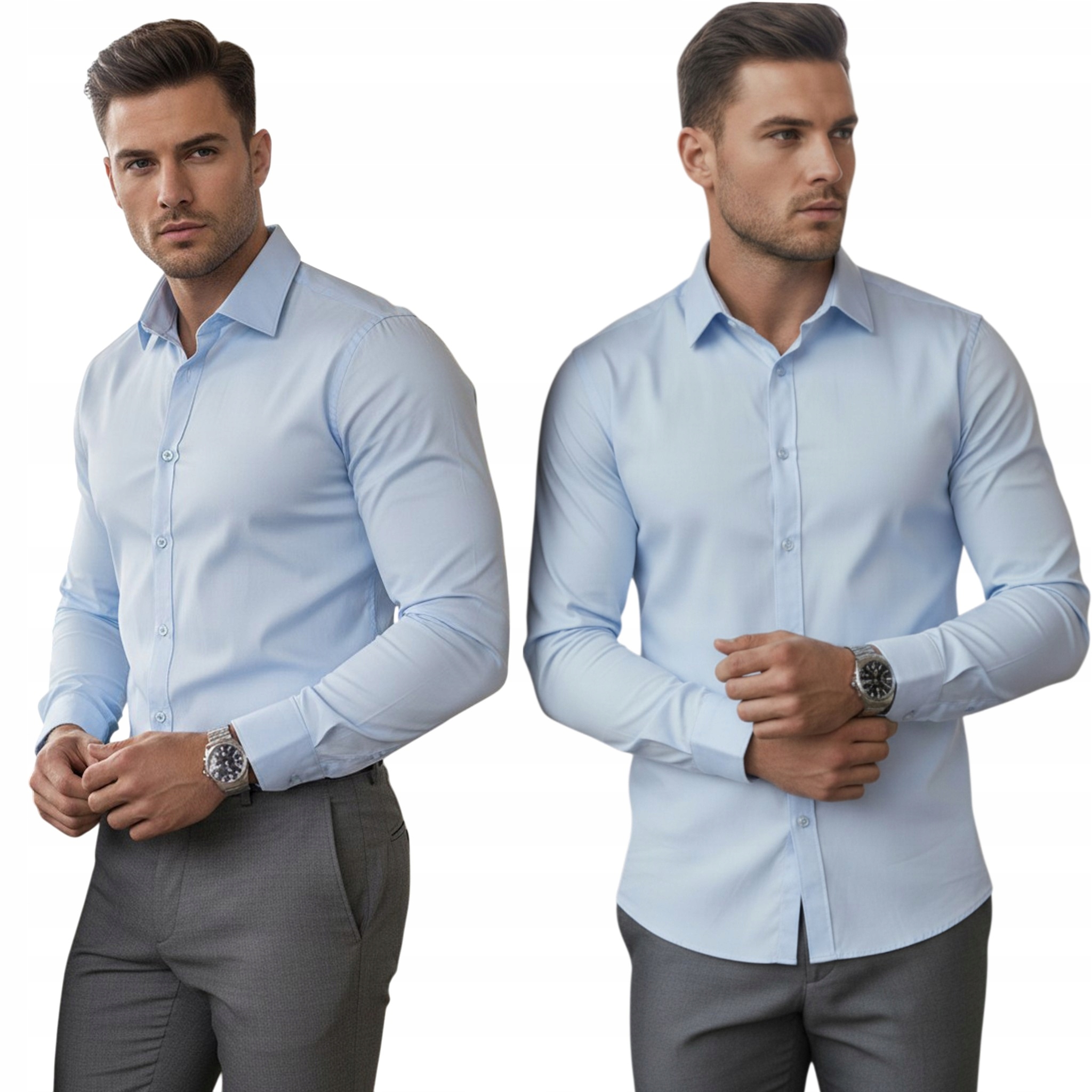 Koszula męska slim fit długi rękaw błękitna DX2614 3XL