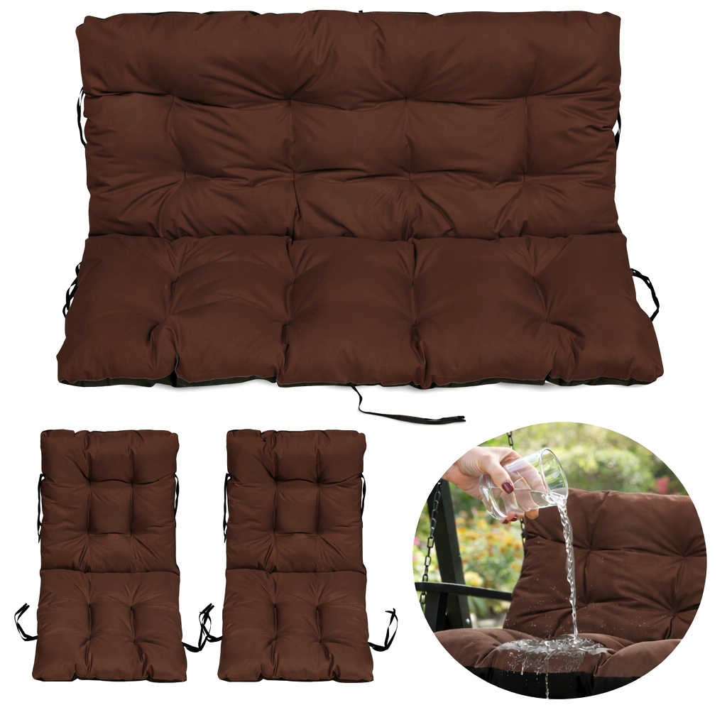 Set 2+1 polštáře Voděodolné měkké na nábytek Rattanové 140x60x50 Bronzové