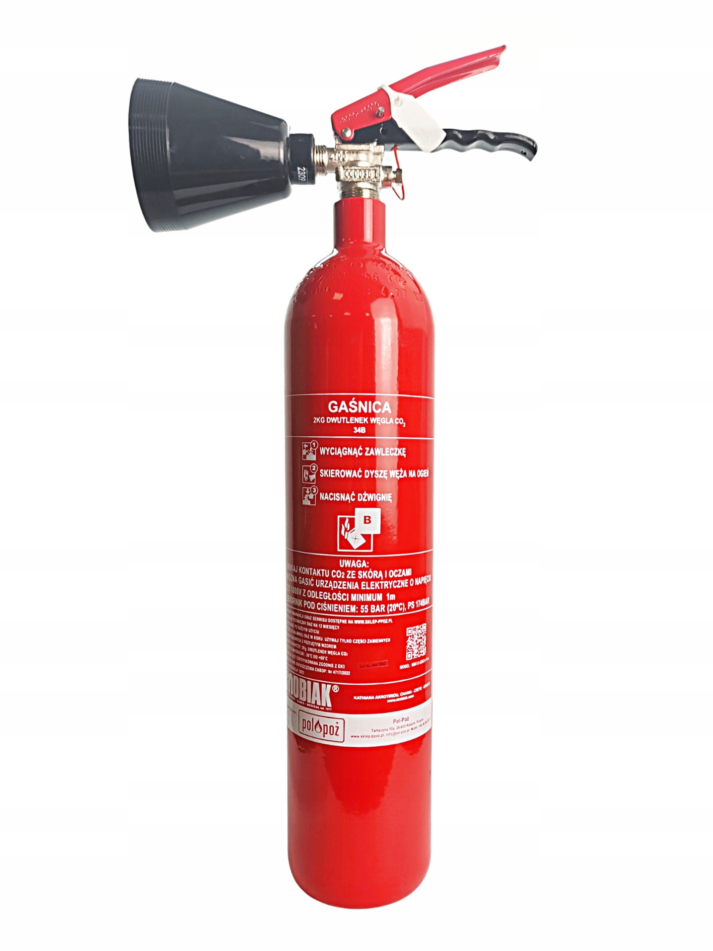 Gaśnica śniegowa 2kg CO2 GS2x do urządzeń elektrycznych i elektroniki