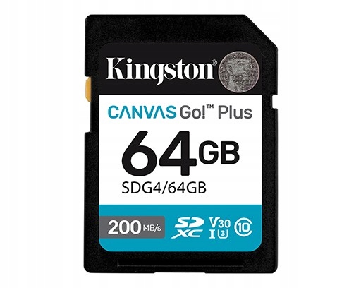 Kingston Sd karta 64GB Canvas Go Plus 200/100 MB/s Class 10 U3 V30
