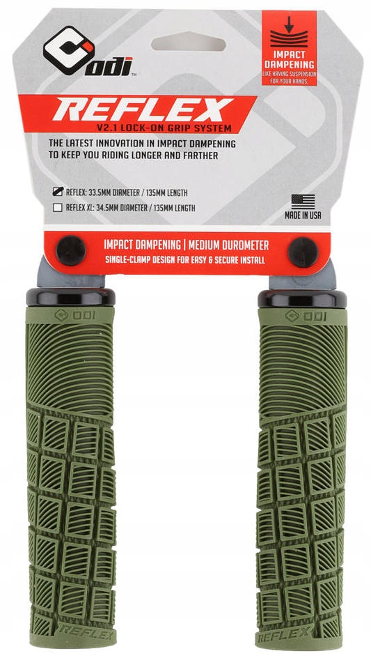 Chwyty gripy rowerowe Mtb Enduro Odi Reflex 2.1 Oliwkowe przykręcane 33,5mm