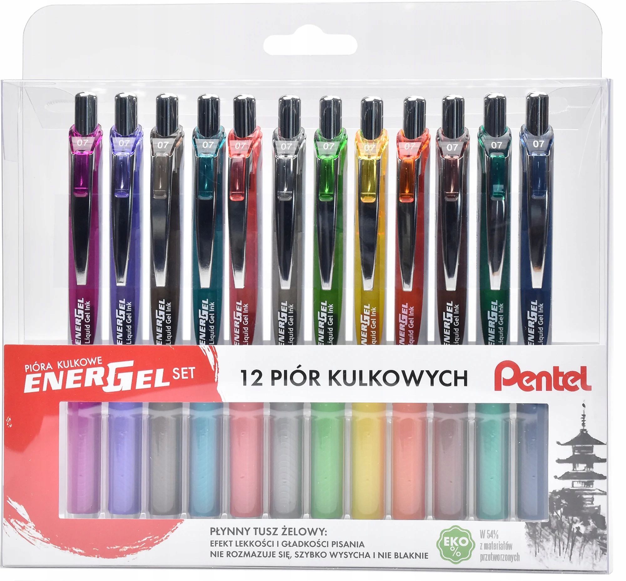 Pióro Kulkowe Energel Set 12 Szt Pentel