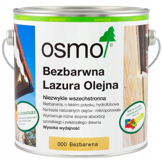 

Bezbarwna Lazura Olejna Do Drewna 2,5 L 000 Osmo