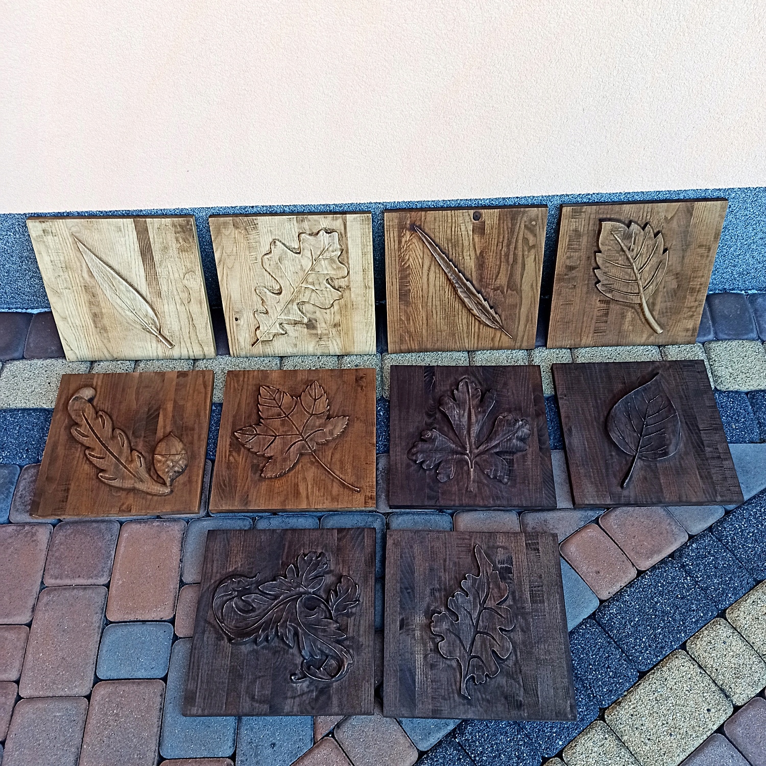 Obrázek reliéf příroda ve dřevě s motivem listu list 30cm