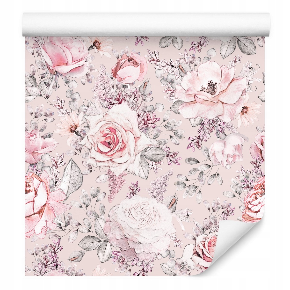 Tapeta do obývacího pokoje malované Růže květiny shabby chic