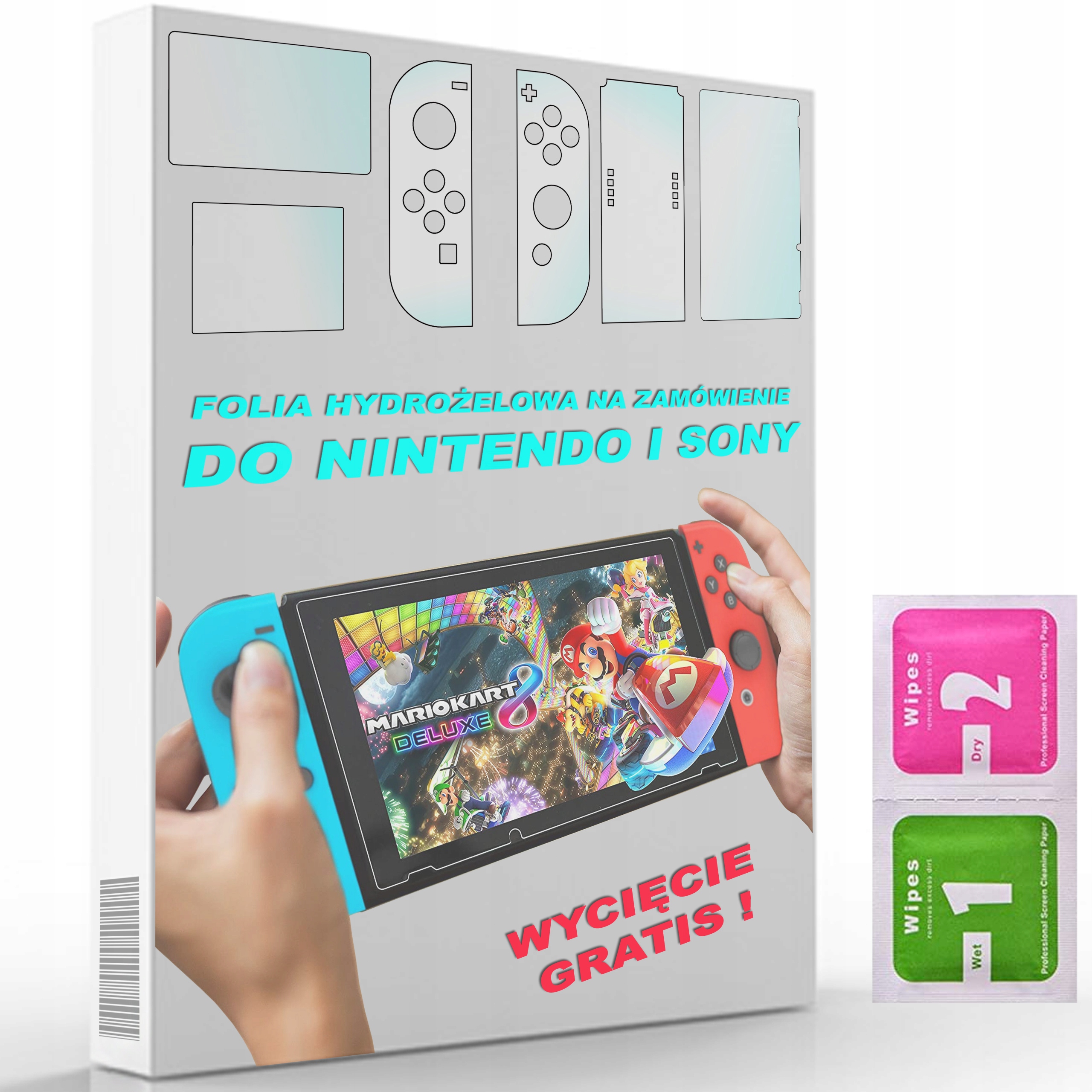 FOLIA HYDROŻELOWA do NINTENDO lub SONY + WYCIĘCIE
