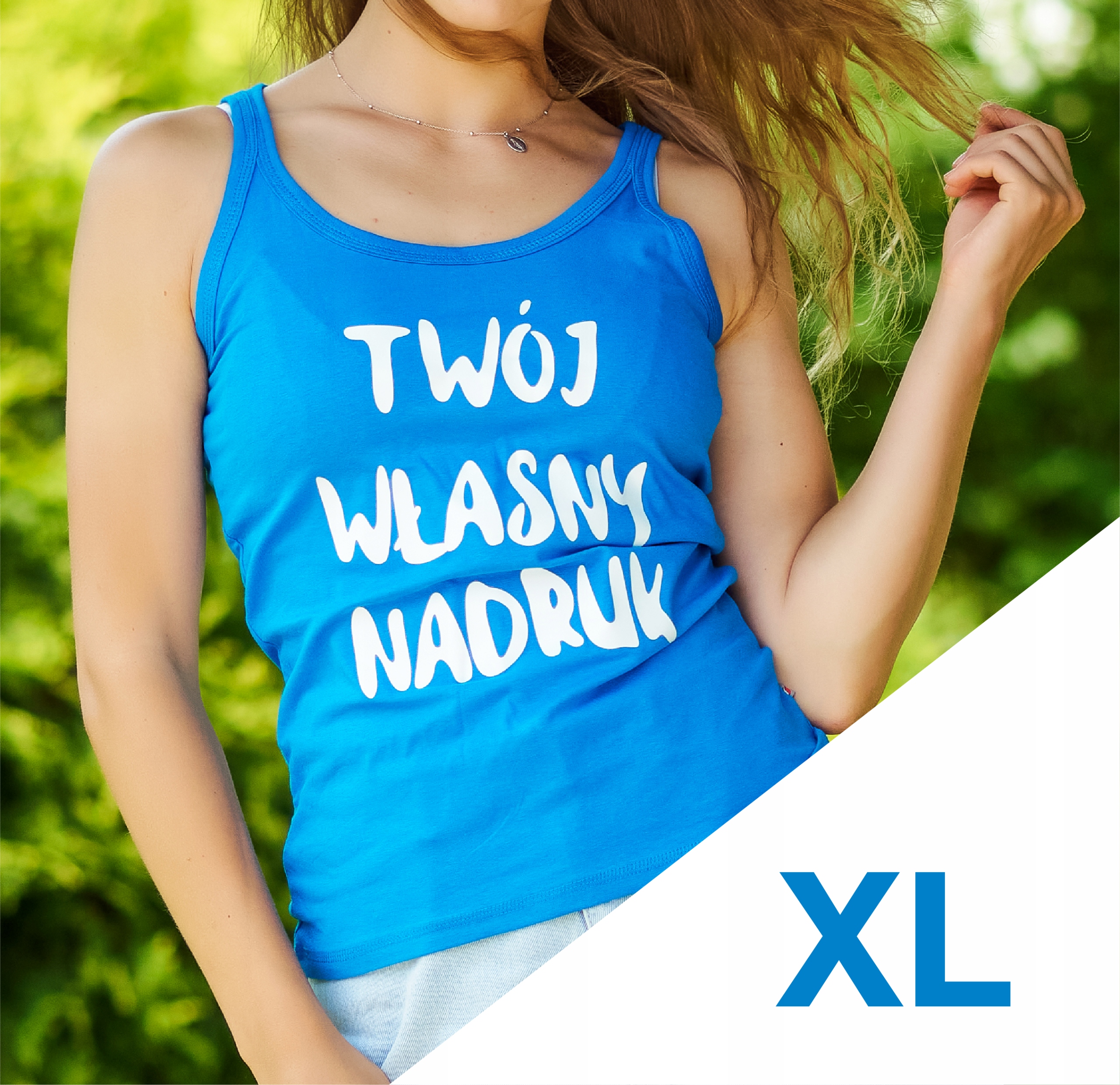 KOSZULKA NA RAMIĄCZKA DAMSKA Z NADRUKIEM LOGO XL